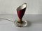 Small Italian Maroon Metal and Glass Base Bedside Lamp, 1950s 2