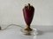 Small Italian Maroon Metal and Glass Base Bedside Lamp, 1950s 1