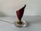 Small Italian Maroon Metal and Glass Base Bedside Lamp, 1950s 8