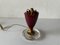 Small Italian Maroon Metal and Glass Base Bedside Lamp, 1950s 4