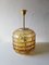 German Brass Glass Round Pendant Lamp from Doria, 1970s 2