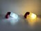 German Dietsche Opaline Glass & Red Hard Plastic Body Bathroom Lamps, 1970s, Set of 2 5