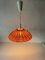 Large Retro Fabric Shade & Wood Pendant Lamp from Temde, Germany, 1960s 4