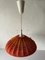 Large Retro Fabric Shade & Wood Pendant Lamp from Temde, Germany, 1960s 3