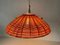Large Retro Fabric Shade & Wood Pendant Lamp from Temde, Germany, 1960s 2