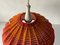 Large Retro Fabric Shade & Wood Pendant Lamp from Temde, Germany, 1960s 5