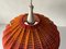 Large Retro Fabric Shade & Wood Pendant Lamp from Temde, Germany, 1960s, Image 5