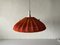 Large Retro Fabric Shade & Wood Pendant Lamp from Temde, Germany, 1960s 9