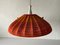 Large Retro Fabric Shade & Wood Pendant Lamp from Temde, Germany, 1960s 1