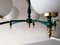 Green Metal, Brass & Opal Glass Chandelier, Germany, 1970s 8