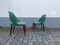 Green Faux Leather & Wooden Armchairs, Italy, 1960s, Set of 2 3