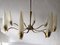 Mid-Century Modern Brass & Long Smoke Glass Tubes Chandelier, Italy, 1960s 1