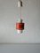 Danish Red Metal & Glass Pendant Lamp, 1950s 5