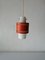 Danish Red Metal & Glass Pendant Lamp, 1950s 1