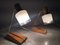Lámparas de mesita de noche de latón y madera, años 50. Juego de 2, Imagen 3