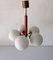 Opal Glass, Red Metal & Brass Chandelier from Hustadt, Germany, 1960s 1