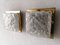 Ice Glass & Brass Square Sconces from Hillebrand, Germany, 1960s, Set of 2 3