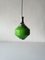 Green Glass & Chrome Ceiling Lamp, 1970s, Image 1