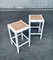 White Stained Wood & Cane High Stools, 1970s, Set of 2, Image 1
