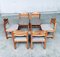 Brutalist Square Model Pine Dining Chairs, 1970s, Set of 6 16