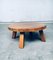 Brutalist Massive Oak Round Coffee Table, Belgium, 1960s 9