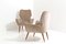 Fauteuils en Velours Beige et Bois, 1950s, Set de 2 2