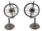 Silver Lacquered Metal Rotating World Globe, Set of 2 1