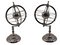 Silver Lacquered Metal Rotating World Globe, Set of 2, Image 1
