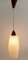 Lampe à Suspension Mid-Century en Teck avec Abat-Jour Optique Givré 8