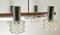 Lampadario vintage in metallo cromato, vetro e legno, Immagine 2