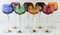 Crystal Mix Stem Glasses with Colored Overlay Cut to Clear by F.kisslinger, Set of 8 7