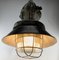 Large Industrial Polish Cast Iron Cage Pendant Lamp, 1940s 5