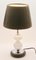 Niederländische Opalglas Tischlampe mit Kugelstiel und Chrom Details und weißem schwarzem Fuß 4