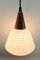 Mid-Century Belgian Teak with Frosted Optical Shade Tree Pendant Lights 11