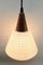 Mid-Century Belgian Teak with Frosted Optical Shade Tree Pendant Lights, Image 11