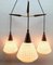 Lampes à Suspension Arbre Mid-Century en Teck avec Abat-Jour Optique Givré, Belgique 6