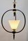 Lámpara colgante Mid-Century de metal y vidrio opalino, años 50, Imagen 5