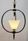 Mid-Century Metal and Opaline Pendant Lobby Light, 1950s 5