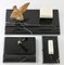 Art Deco Belgian Black Marble Desk Set with Bronze Bird, Set of 3 7