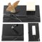 Set de Bureau Art Déco en Marbre Noir avec Oiseau en Bronze, Set de 3 1