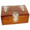 Arts & Crafts Solid Oak Box with Decorative Metal Work, 1890s 1