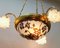 Chandelier with Large Central Glass Dome of Cameo Cast Brass & Three Arms, Image 9