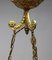 Chandelier with Large Central Glass Dome of Cameo Cast Brass & Three Arms 10
