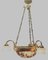 Chandelier with Large Central Glass Dome of Cameo Cast Brass & Three Arms 11