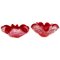 Red Sommerso Murano Glass Bowls with Silver Flecks & Rippled Edge, Set of 2 1