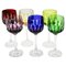 Cut to Clear Crystal Stem Glasses with Colored Overlay from Lausitzer, Set of 6 1