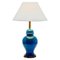 Grande Lampe de Bureau en Céramique Émaillée Turquoise avec Vernis Craquelé 1