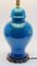 Grande Lampe de Bureau en Céramique Émaillée Turquoise avec Vernis Craquelé 6
