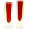 Murano Glass Block Vases with Red Core and Diffused Amber by Flavio Poli, Set of 2 1