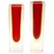 Murano Glass Block Vases with Red Core and Diffused Amber by Flavio Poli, Set of 2, Image 1